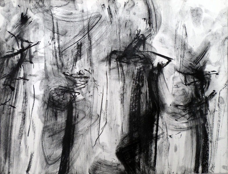 Alain Kirili « Qui a Peur de la Verticalité ? » : Fulgurances (12), 2005, fusain sur papier, cm 51x 65 